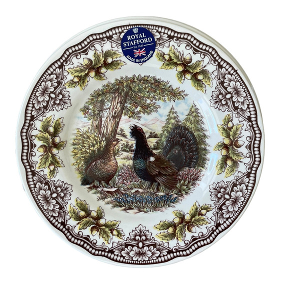 Royal Stafford Thanksgiving Pheasant Salad Plates 8.5in Set of 2 Acorn Trim Fall - Picture 7 of 14